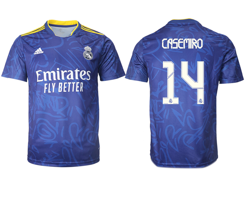 Cheap Men 2021-2022 Club Real Madrid away aaa version blue 14 Soccer Jersey